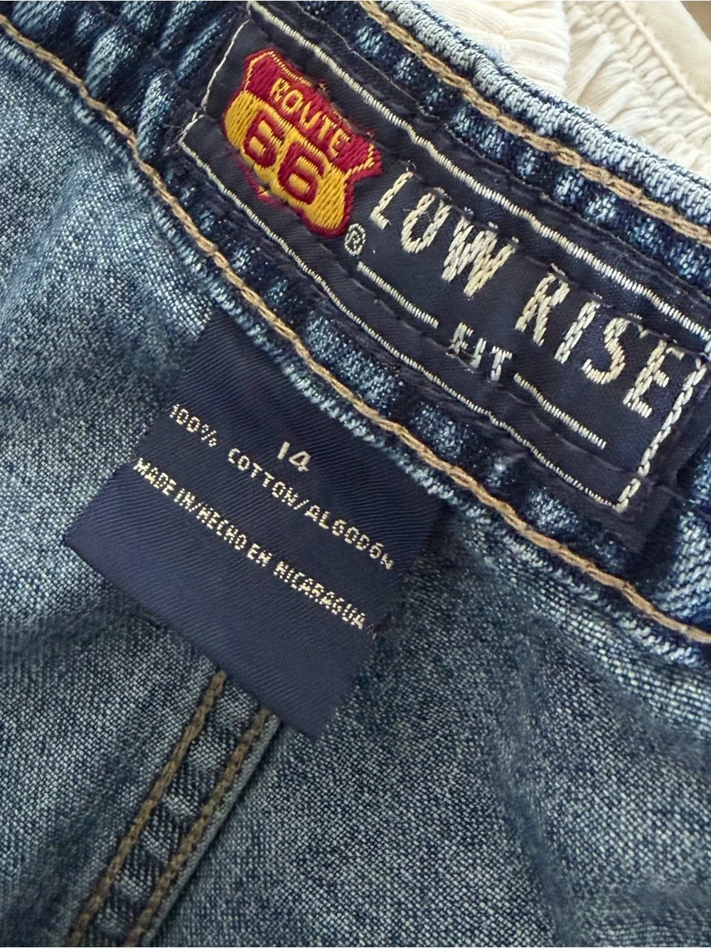 Vintage 90s Route 66 low rise fit retro low waisted braided denim jean shorts